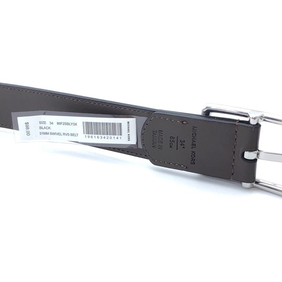 Michael Kors ML Logo Reversible Black Brown Leather Belt 34” - Picture 2 of 6